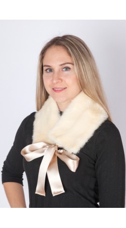 White mink fur collar-neck warmer